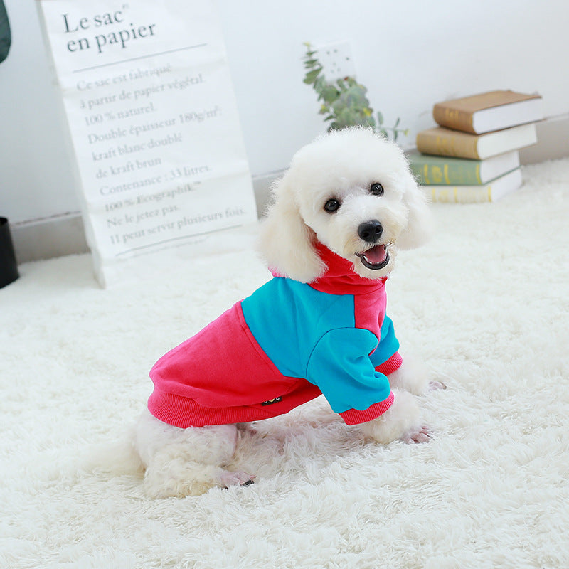 HKM-6750525 Cozy Cotton Stretch Velvet Pet Sweater for Dogs in Blue and Rose Red
