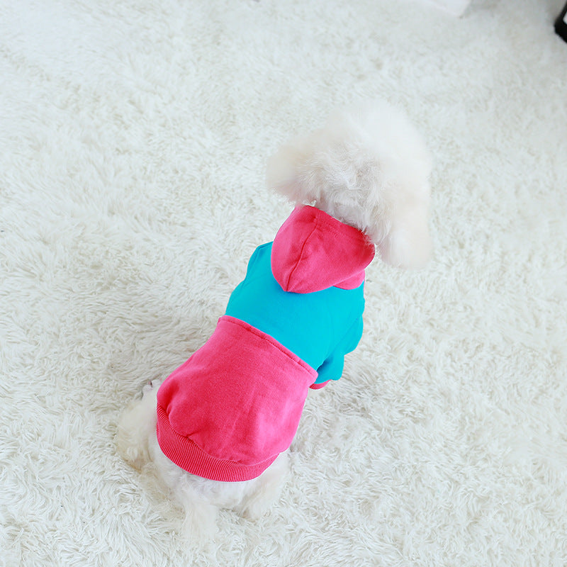 HKM-6750525 Cozy Cotton Stretch Velvet Pet Sweater for Dogs in Blue and Rose Red