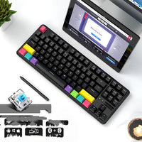 HKM-675091 Wireless Bluetooth Mechanical Keyboard with RGB Backlight - 87 Keys, Ergonomic Design, Dual Mode for Office and Gaming