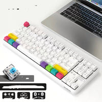HKM-675091 Wireless Bluetooth Mechanical Keyboard with RGB Backlight - 87 Keys, Ergonomic Design, Dual Mode for Office and Gaming