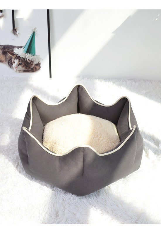 HKM-675219 Cozy Cat Litter Nest for All Seasons - Warm Cloth Design in Grey, Green, or Pink