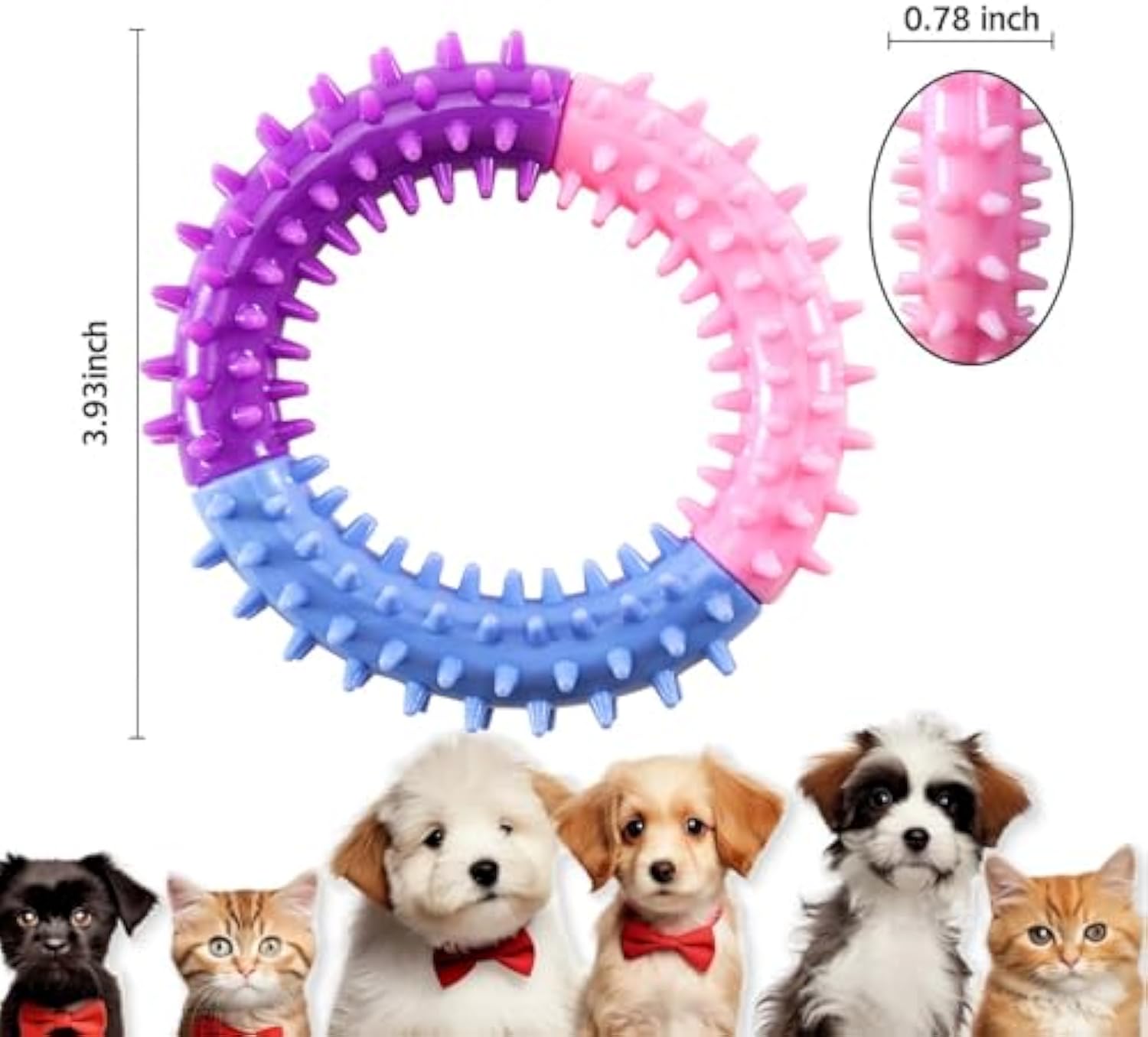 HKM-6752701 Durable Rubber Dog Chew Ring for Teething, Interactive Pet Toy for Small to Large Dogs