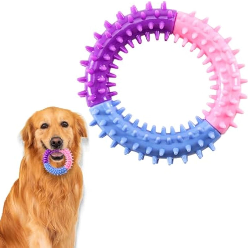 HKM-6752701 Durable Rubber Dog Chew Ring for Teething, Interactive Pet Toy for Small to Large Dogs
