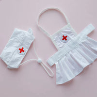 HKM-6752829 Stylish Personalized White Dress Set with Hat for Cats, Available in S and M Sizes