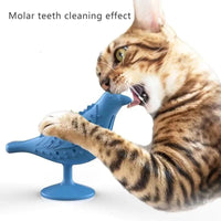 HKM-6753853 Interactive Bird-Shaped Cat Toy with Suction Cup Base for Kittens and Small Dogs - Silicone and PP Material
