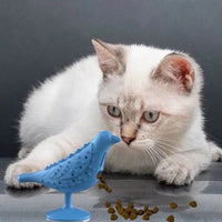HKM-6753853 Interactive Bird-Shaped Cat Toy with Suction Cup Base for Kittens and Small Dogs - Silicone and PP Material