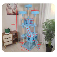 HKM-6754493 Multi-Layer Cat Climbing Frame with Plush Cover, Cardboard Tube & Jute Rope for Claw Grinding and Play
