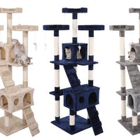 HKM-6754493 Multi-Layer Cat Climbing Frame with Plush Cover, Cardboard Tube & Jute Rope for Claw Grinding and Play