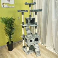 HKM-6754493 Multi-Layer Cat Climbing Frame with Plush Cover, Cardboard Tube & Jute Rope for Claw Grinding and Play