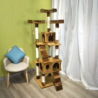 HKM-6754493 Multi-Layer Cat Climbing Frame with Plush Cover, Cardboard Tube & Jute Rope for Claw Grinding and Play