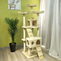 HKM-6754493 Multi-Layer Cat Climbing Frame with Plush Cover, Cardboard Tube & Jute Rope for Claw Grinding and Play