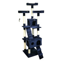 HKM-6754493 Multi-Layer Cat Climbing Frame with Plush Cover, Cardboard Tube & Jute Rope for Claw Grinding and Play