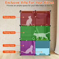 HKM-6754877 3-Tier Indoor Cat Cage with Litter Box, Hammock, and Ladder for Kittens