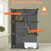 HKM-6754877 3-Tier Indoor Cat Cage with Litter Box, Hammock, and Ladder for Kittens