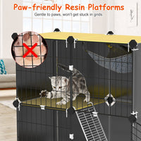 HKM-6754877 3-Tier Indoor Cat Cage with Litter Box, Hammock, and Ladder for Kittens