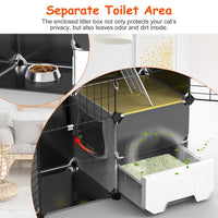 HKM-6754877 3-Tier Indoor Cat Cage with Litter Box, Hammock, and Ladder for Kittens