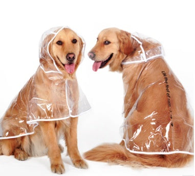 HKM-6755389 Transparent Waterproof Raincoat for Medium-Sized Dogs, 3XL to 7XL, Universal Fit, White Side Design