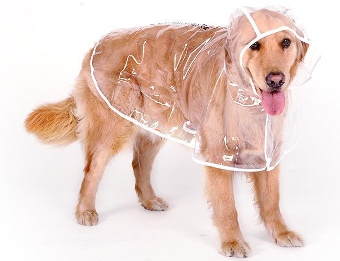 HKM-6755389 Transparent Waterproof Raincoat for Medium-Sized Dogs, 3XL to 7XL, Universal Fit, White Side Design