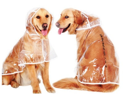 HKM-6755389 Transparent Waterproof Raincoat for Medium-Sized Dogs, 3XL to 7XL, Universal Fit, White Side Design