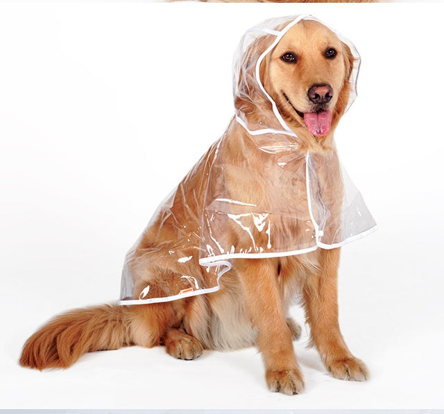 HKM-6755389 Transparent Waterproof Raincoat for Medium-Sized Dogs, 3XL to 7XL, Universal Fit, White Side Design