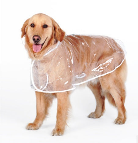 HKM-6755389 Transparent Waterproof Raincoat for Medium-Sized Dogs, 3XL to 7XL, Universal Fit, White Side Design