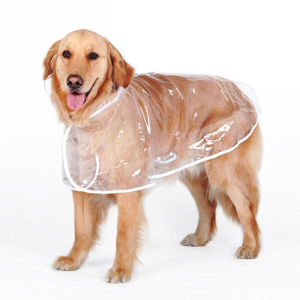 HKM-6755389 Transparent Waterproof Raincoat for Medium-Sized Dogs, 3XL to 7XL, Universal Fit, White Side Design
