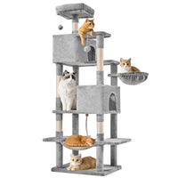 HKM-6756669 Large Multi-Level Cat Tree Tower with Cozy Hammocks and Condos for Indoor Cats and Kittens, 66 Inch