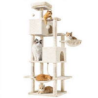 HKM-6756669 Large Multi-Level Cat Tree Tower with Cozy Hammocks and Condos for Indoor Cats and Kittens, 66 Inch