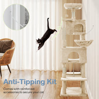 HKM-6756669 Large Multi-Level Cat Tree Tower with Cozy Hammocks and Condos for Indoor Cats and Kittens, 66 Inch