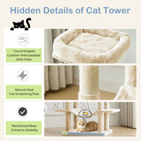 HKM-6756669 Large Multi-Level Cat Tree Tower with Cozy Hammocks and Condos for Indoor Cats and Kittens, 66 Inch