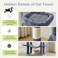 HKM-6756669 Large Multi-Level Cat Tree Tower with Cozy Hammocks and Condos for Indoor Cats and Kittens, 66 Inch