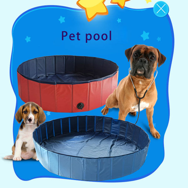 HKM-6756797 Foldable Pet Pool for Dogs and Cats - Portable Bathtub with Drain for Easy Cleaning