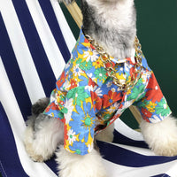 HKM-6757565 Summer Floral Shirt for Small Dogs and Cats - Lightweight Cotton Pet Apparel