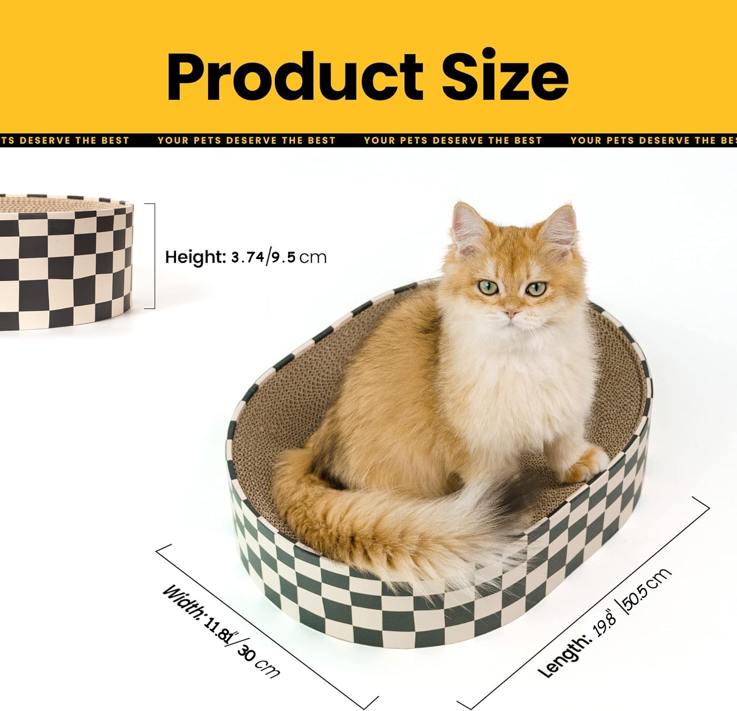 HKM-6758461 Indoor 2-in-1 Cat Scratcher and Nest Bowl - Cardboard Oval Design, 50.5 x 30 x 9.5 cm, Lightweight 2.5 kg