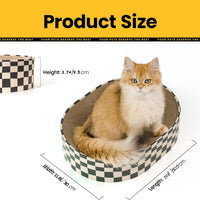 HKM-6758461 Indoor 2-in-1 Cat Scratcher and Nest Bowl - Cardboard Oval Design, 50.5 x 30 x 9.5 cm, Lightweight 2.5 kg