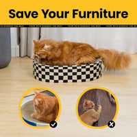 HKM-6758461 Indoor 2-in-1 Cat Scratcher and Nest Bowl - Cardboard Oval Design, 50.5 x 30 x 9.5 cm, Lightweight 2.5 kg