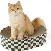 HKM-6758461 Indoor 2-in-1 Cat Scratcher and Nest Bowl - Cardboard Oval Design, 50.5 x 30 x 9.5 cm, Lightweight 2.5 kg