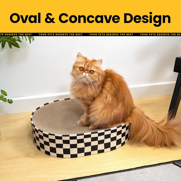 HKM-6758461 Indoor 2-in-1 Cat Scratcher and Nest Bowl - Cardboard Oval Design, 50.5 x 30 x 9.5 cm, Lightweight 2.5 kg