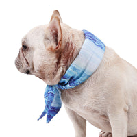 HKM-6758589 Cooling Striped Cat Scarf in Blue - Lightweight Polyester Accessory for Pets