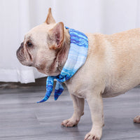HKM-6758589 Cooling Striped Cat Scarf in Blue - Lightweight Polyester Accessory for Pets