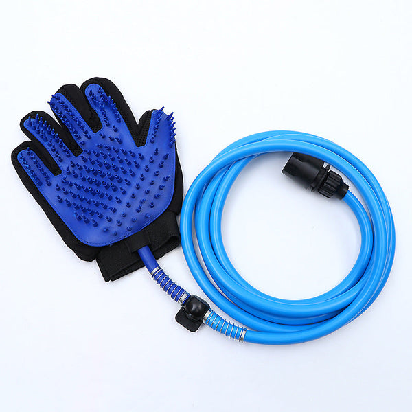 HKM-6758845 Pet Bath and Massage Gloves with Water Spray Functionality - 2m Hose, Blue Color, TPR Material