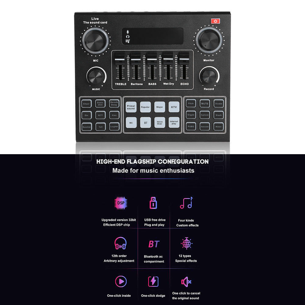 HKM-675923 Dual Channel V9 Mobile Phone Live Sound Card Set with Bluetooth Connectivity for K Song Performance