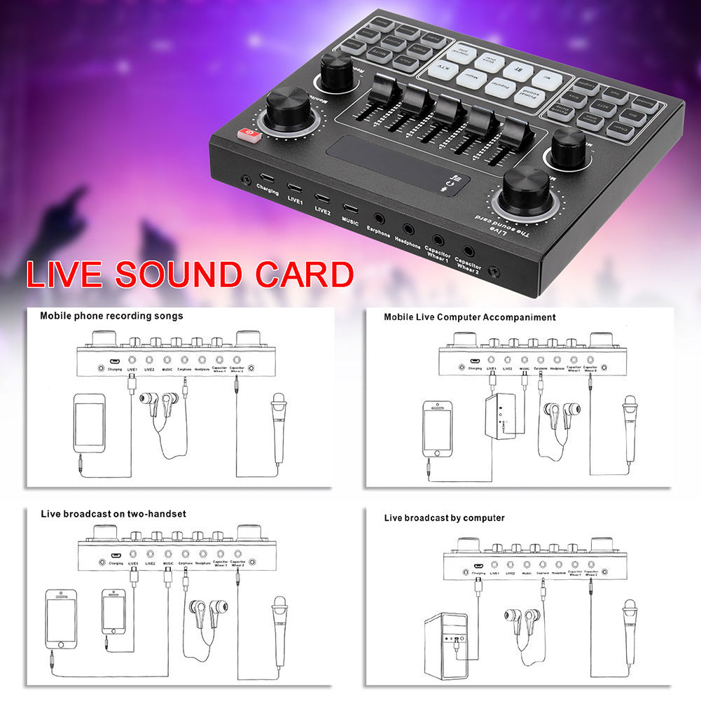 HKM-675923 Dual Channel V9 Mobile Phone Live Sound Card Set with Bluetooth Connectivity for K Song Performance