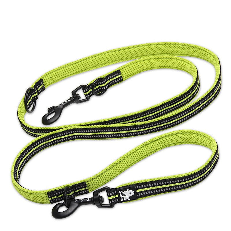 HKM-6760765 Double-Ended Outdoor Pet Dog Traction Rope with Breathable Mesh and Reflective Material