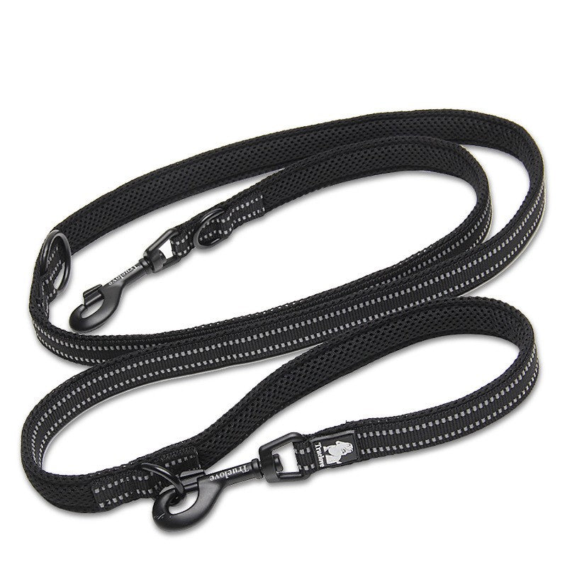 HKM-6760765 Double-Ended Outdoor Pet Dog Traction Rope with Breathable Mesh and Reflective Material
