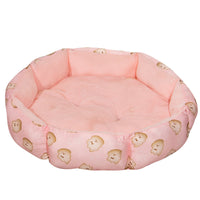 HKM-6761021 Soft Octagonal Pet Bed with Fleece Lining in Pink, Yellow, and Purple for Dogs