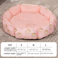 HKM-6761021 Soft Octagonal Pet Bed with Fleece Lining in Pink, Yellow, and Purple for Dogs