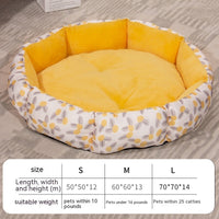 HKM-6761021 Soft Octagonal Pet Bed with Fleece Lining in Pink, Yellow, and Purple for Dogs