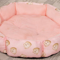 HKM-6761021 Soft Octagonal Pet Bed with Fleece Lining in Pink, Yellow, and Purple for Dogs