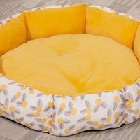 HKM-6761021 Soft Octagonal Pet Bed with Fleece Lining in Pink, Yellow, and Purple for Dogs